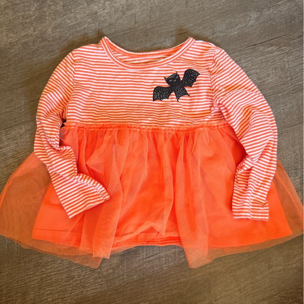 Carter's Striped Top with Bat and Tulle Overlay